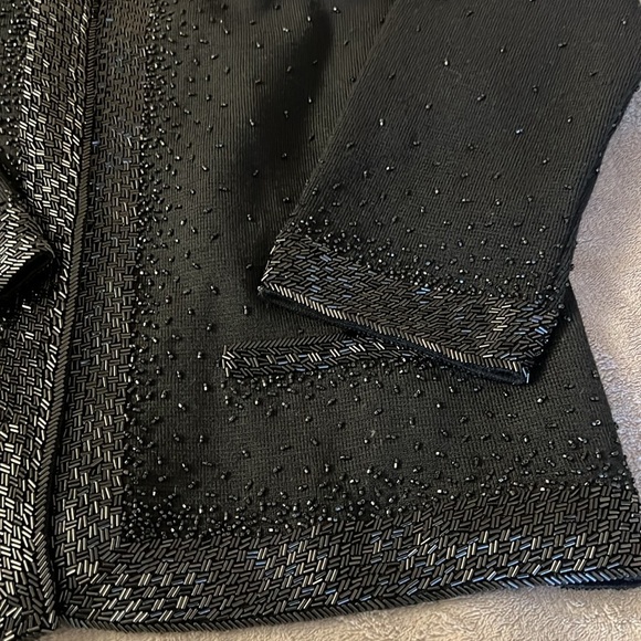 Vintage Black Wool Embellished Open Front Cardigan Jacket Long Sleeve Si… - Picture 7 of 13